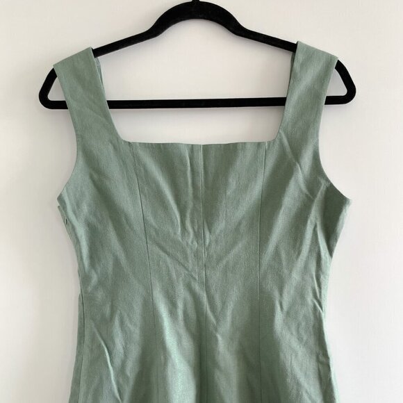AVEC LES FILLES Linen Square Neck Cutout Dress - Picture 12 of 13